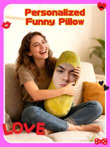 1pc Customized Potato Face Plush Throw Pillow, Personalized Funny Food Cushion, Can Print Your Photo, Novelty Potato Plush Pillow, Creative Decorative Pillow For Sofa, Chair, Bed, Dorm, Car, Office, Unique Customized Potato Face Pillow Gift For Kids, Adults, Friends, Soft Plush Filled Cushion, Suitable For Room Decor - dưa chuột phiên bản cơ bản - Xem 5