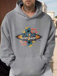 Sudadera con capucha gris con estampado de tabla de surf y flores tropicales  Surf Shop para playa y ocio - Gris - Ver 6