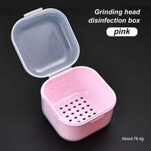 1/2/6pcs Manicure Tool Polishing Head Disinfection Box, Double Layer Filter Thick Cleaning Box, Portable Storage Box, Suitable For Nail Salons