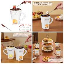 巧克力火锅杯配叉，甜美陶瓷个人巧克力融化杯。巧克力火锅杯礼品。生日约会礼物。生日结婚礼物。红色，浪漫甜点，个性化礼物，优雅马克杯，陶瓷设计，耐用陶瓷，融化杯，生日礼物。 - 彩色 - 查看 3