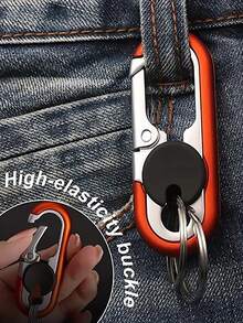 1. Multi-Functional Alloy Keychain, With Anti-Lost Ring And Waist Hanging Design, Suitable For Outdoor Commuting, Business And Leisure Occasions. This Unisex Keychain Comes In 3 Color Options. - Multicolor - View 2