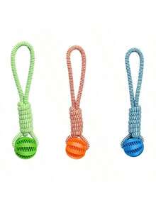 3-In-1 Dog Braided Rope Ball Toy With Handle, Durable Chew Toy For Chewing Training, Fetch, Tug Of War, Retrieval Games, Christmas Gift - Multicolor - View 11