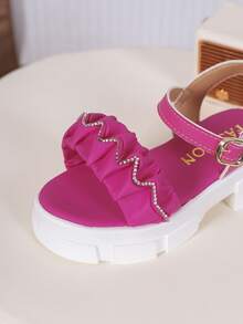 1 Pair Children's PU Leather Thick Sole Casual Slippers, Suitable For Summer - Hot Pink - View 8