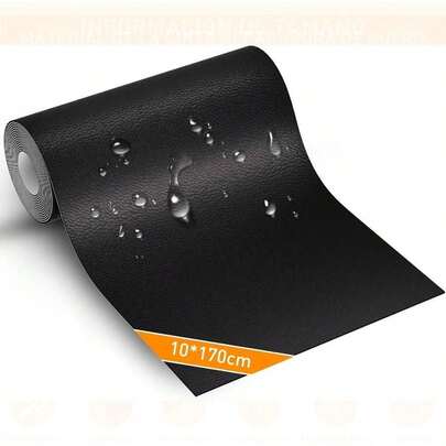 Parche Autoadhesivo de Vinipiel para Reparacin de Piel y Cuero 10x170cm, para Sofs, Asientos de Auto, Muebles y Ms, Solucin Rpida para Raspaduras, Roturas y Grietas Negro