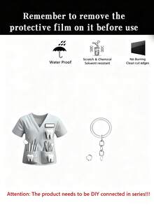 1 件牙医专业服装 2D 钥匙扣亚克力装饰护士医生特别礼物[产品需要手动安装。] 汽车配件包饰学校可爱哥特 Y2k 包挂绳带身份证夹汽车配件包饰圣诞节