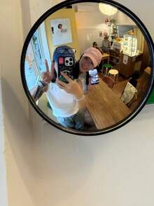 1个时尚亚克力凸面镜,360°广角高清盲点安全镜 - 防水防尘,适用于室内/室外,高分辨率凹面设计,适用于家庭、商店、停车场、仓库和办公室 - 方形安装便携式塑料凸面防盗镜,交通学校社区装饰艺术圆形壁镜 - 彩色 - 查看 8