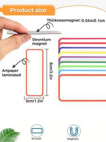9/27/54pcs Magnetic Dry Erase Labels,Colorful Name Tags,Flexible Reusable Magnetic Label Stickers,Blank Writable Erasable Cards,For White Board, Refrigerator, Locker,Home, Office, Garage,Shelf,Bus - Multicolor - View 2