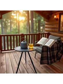 1 件式铝合金户外折叠桌，便携式咖啡桌，2 节可调节桌，小型露营圆桌，配有专用收纳袋，方便携带。