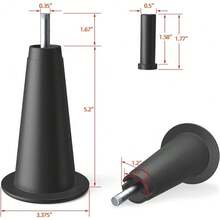 Set Of 6 High Rise Bed Frame Risers - 5 Inch Lift With Adapters For 1/2" And 3/8" Feet - Default - View 2