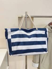 Large Waterproof Beach Tote Bag, Zipper Closure Beach Bag, Waterproof Pool Bag, Big Handbag For Women - Navy Blue - View 2