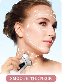 Um novo tipo de massageador facial e de pescoço, um dispositivo de beleza facial 3D com quatro modos, um dispositivo de cuidados com a pele e beleza para uso doméstico, uma ferramenta de cuidados para o rosto, pescoço e linha da mandíbula, um instrumento de beleza adequado para uso doméstico e viagens, e um presente perfeito para parentes e amigos.