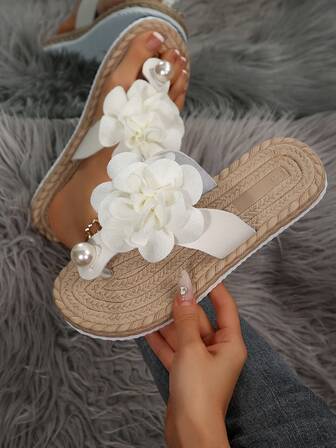 1 Pair Beach Pearls Sandals, Summer