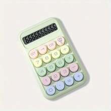 1pc Soft Color Desktop Calculator, Cute 12-Digit Dual Power Calculator With Round Buttons | Elegant Office & School Supplies, Suitable For Student, Home Budget, Math Tool - Multicolor - View 9