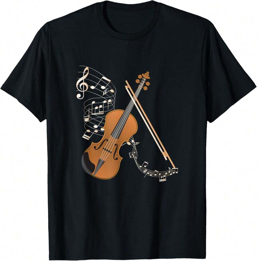 Camiseta de violín de instrumento musical, regalo para violinista de orquesta - Negro - Ver 1