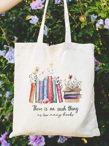 Set de 2 piezas: Bolso de hombro y bolso de maquillaje con el patrón "No existe tal cosa como demasiados libros", bolsas de lona plegables y ligeras, regalos de viaje, playa y cumpleaños para mujeres, bolso de viaje, bolso de equipaje, bolso de lona, bolso de noche, bolso grande y duradero, organizador de viaje, artículos esenciales para cruceros y vacaciones para hombres y mujeres - Multicolor - Ver 5