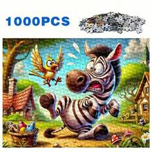 1000pcs Large Cartoon Jigsaw Puzzle, Cute Zebra And Bird Paper Puzzle, Full Of Vitality, DIY Stress Relief And Intellectual Challenge Game For Adults And Teenagers, Family Interactive Game Puzzle, DIY Home And Office Decor (Frameless), Ideal Intellectual Game Gift For Birthday, Christmas, New Year And Valentine's Day - Multicolor - View 10