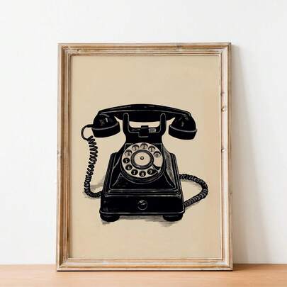 1pc Vintage Rotary Phone Decorative Painting_Vintage Home And Office Wall Art, Frameless, Premium Poster