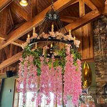 12pcs Simulation Wisteria Tofu Pudding String Violet Plastic Silk Flower Decoration Vine Ceiling Flower Wedding False Flower Vine