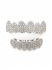 6件套镶钻闪亮嘻哈牙套，派对/夜店配饰，男女通用圣诞节/情人节礼物