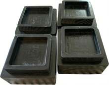 Set Of 4 Walnut Wood Bed Risers - 2 Inch Height, Black Square Furniture Lifts - Black - View 3