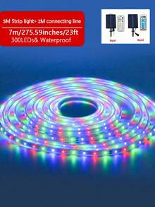 Luces de cadena solares para exteriores con control remoto, tiras de luces LED recargables, adecuadas para jardín, árboles, patio, terraza, escaleras, fiestas en la parte trasera del vehículo - 8 modos, sensor de luz, sensor infrarrojo (Nota: La longitud incluye 2m de cable de conexión) - Multicolor - Ver 19