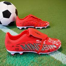 新款青少年足球鞋推荐，适合上学、学生、比赛、训练——低帮、长钉、防滑、抓地力强，适用于AG、FG、软地、真草场地，系带设计，男女通用成人款，高帮专业足球鞋，热销厂家直销 - 紅色 - 查看 8