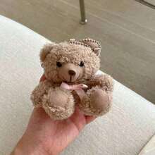 Cute 3D Bow Teddy Bear Brown Plush Earphone Compatible With 1/2, Pro 3/2/4 - 棕色 - 查看 1