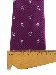 ZLQ&GOU 1pc Purple Patterned Necktie For Men, Regular 8cm Skull Design Casual Party Tie, Suitable For Events And Neck Decoration - Purple - View 3