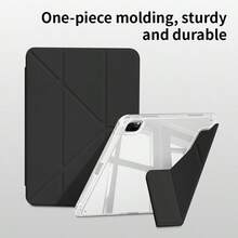 1个黑色高透明亚克力iPad平板电脑保护套，兼容iPad Mini 6/Mini 7（8.3英寸）、iPad 2017/2018/iPad Air 1/Air 2（9.7英寸）、iPad 2019/2020/2021（10.2英寸），支持多角度Y型支架，边缘加固，内置笔槽，具备自动唤醒/睡眠功能。 - 黑色 - 查看 5