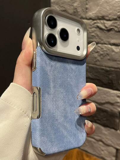 Electroplated Silver Frame + Faux Leather Flannel Case, Chic Gift For Girlfriend