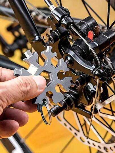 18合1雪花图案多功能工具，不锈钢扳手套装，包含一字螺丝刀和螺丝刀，便携式钥匙扣多功能工具，适合日常使用，小巧实用，男士理想之选，也是DIY爱好者和户外运动爱好者的独特礼物，适合情人节、感恩节和新年等节日，1件装