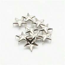 50/100pcs 10mm(0.394in) Pack Metal Silver Star Rivets DIY Clothes Shoes Bags Handmade Clothing Accessories Punk Leather Studs Spikes Spots Nails Head Buttons