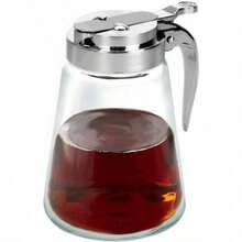 Glass Bottle Syrup Pitcher Honey Maple Syrup Dispenser Retracting Spout 12 Oz - 玻璃/鉻 - 查看 7