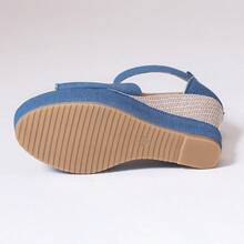 Women's Peep-Toe Thick Bottom Wedge High Heel Sandals, Waterproof Platform Peep Toe Roman Shoes, Summer - Blue - View 5