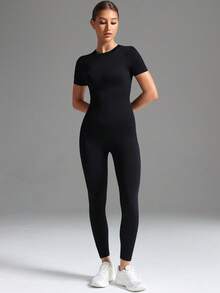 Yefecy Stretchy Non-See-Through Bodycon Jumpsuit ,Women's High Waist Back Zipper All-Season Gym Yoga Casual Outfit - Black - View 8