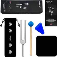 528 Hz Tuning Fork Healing, DNA Repair, Reliever Stress and Healing Musical Instrument, with Blue Silicone Hammer - inicial - Ver 2