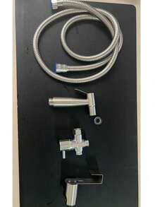 4pcs/Set Stainless Steel Toilet Manual Bidet Sprayer Set, Universal G1/2 Water Inlet Caliber, Brushed Metal, Hanging Mount, No Electricity Required - Multicolor - View 12