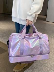 1 szt. Kolorowa, wodoodporna torba damska z wieloma kieszeniami, duża pojemność, torba podróżna z oddzielną przegrodą na buty, idealna na trening, wakacje, podróż służbową, torba podróżna, torba podróżna na noc, wytrzymały organizer podróżny, niezbędne na rejs, niezbędne na wakacje dla mężczyzn i kobiet - Fioletowy - Zobacz 5