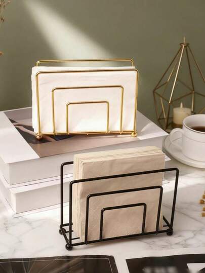 1pc Tissue Holder - Nordic Style, Simple Square Tissue Holder - Suitable For Cafes, Hotels, Restaurants, Coffee Shops - Tissue Storage Rack - Metal Napkin Holder