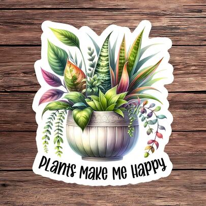 1PC Crazy Plant Lady Sticker Plants Make Me Happy, Houseplant Jungle Laptop Decal, Plant Addict Vinyl Quote, Greenery Gift For Her, Waterproof Water Bottle Decal, Cute Tumbler Accent, Trending Plant Mom Notebook Sticker, Perfect Gift For Urban Jungle Lovers, Boho Plants Car Decal, Tropical Leaves Water Bottle Vinyl