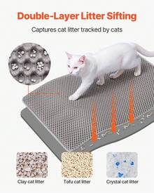 Cat Litter Mat, Cat Litter Trapping Mat, Honeycomb Double Layer Design, Easy To Clean,Washable (Gray) - 30*45CM - View 4
