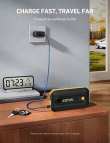 AstroAI B8 Arrancador De Batería para Coche, Cargador de Batería de Auto y Jump Starter Carro De 12 V (7,0 L Gasolina / 5,5 L Diésel).Incluye Luz Led Y Todos Los Accesorios (Naranja) - Amarillo - Ver 11