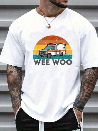 Paramédico EMS EMT.Camiseta, Algodón Verano Camisetas de Manga Corta para Hombre Camiseta 100% algodón pesado Sudadera