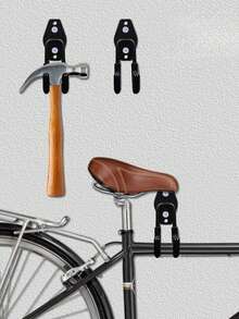1/2pcs Heavy Duty Multipurpose Metal Wall Hook - Fashionable Black Finish, Sturdy Construction, Wall-Mounted Garden Hose Reel Holder With Safety Hanging Rack, Suitable For Storing Hose Reel, Garden Bike Hook, Garage Hook - Multicolor - View 3