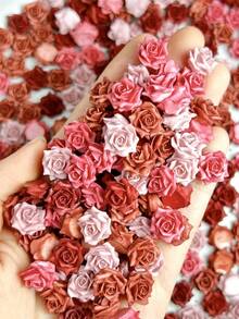 30pcs Random Mixed Color Soft Red Rose Valentine's Day Nail Art Decorations 3D Artificial Flowers Suitable For Daily Holiday Date Nail Art DIY Accessories - Multicolor - View 4