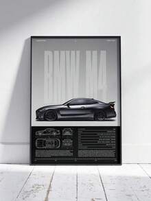 1pc Frameless BMW Car Pop Retro German Cars Poster Aesthetic Set Luxury Supercar M8 M4 R8 RS6 Canvas Painting For Wall Art Home Garage Room Decor Gift - Multicolor - View 16