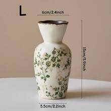 1pc/3pcs Handmade Vintage Garden Style Ceramic Vase, Crackle Glaze Design, White Base With Green Floral Pattern, Suitable For Indoor, Living Room, Kitchen, Tabletop, Windowsill, Dining Table Decor, Can Hold Fresh/Dried Flowers, Ideal Gift For Boyfriend/Girlfriend, Graduation, Ramadan, Holidays, Ramadan Decoration, Ramadan Blessings - Multicolor - View 16