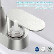 4英寸双孔浴室洗脸盆龙头，双把手冷热水混合龙头，现代简约设计，适用于浴室柜盥洗台洗脸盆 - 彩色 - 查看 8