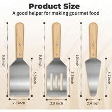 2 Piece Stainless Steel Spatula Set Wooden Handle Heat Resistant Cooking Utensils Non Slip Ergonomic Kitchen Tools For Home Kitchen Restaurant Outdoor Baking Grilling Frying Pancakes Steak Burgers - 3個 - 查看 2