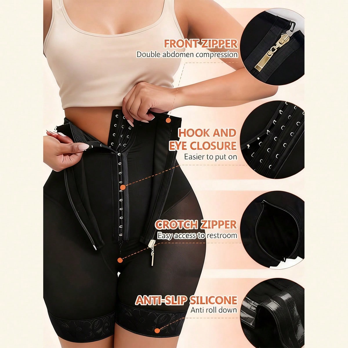 Pieza Bragas moldeadoras que levantan el trasero para mujer, shorts moldeadores de cintura alta, pantalones cortos sin costuras de control de abdomen